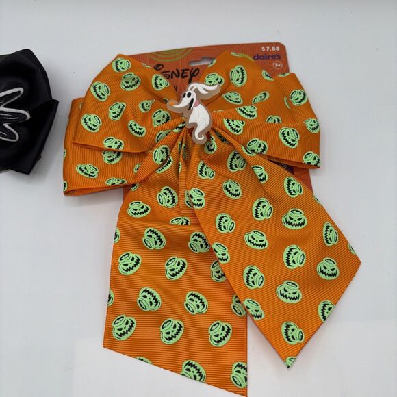 Lot of 2 The Nightmare Before Christmas Girls Hair Bow Clip Halloween Jack Zero - Picture 2 of 5